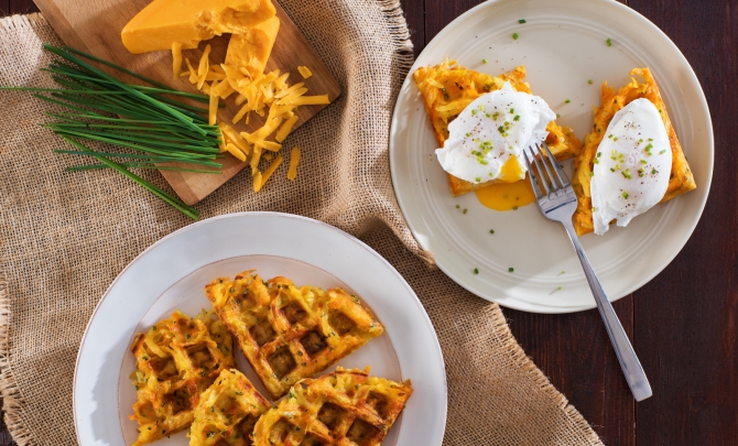 Egg & Cheese Hash Brown Waffles