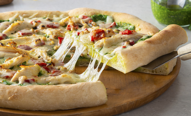 Chicken, Pesto and Roasted Red Pepper Pizza