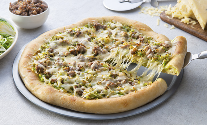 Sausage, Brussel Sprout and Truffle Pizza