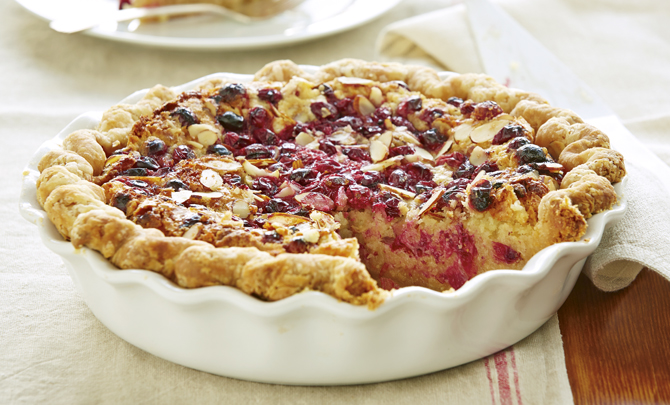 Cheddar-Almond Pie with Cranberry Streusel